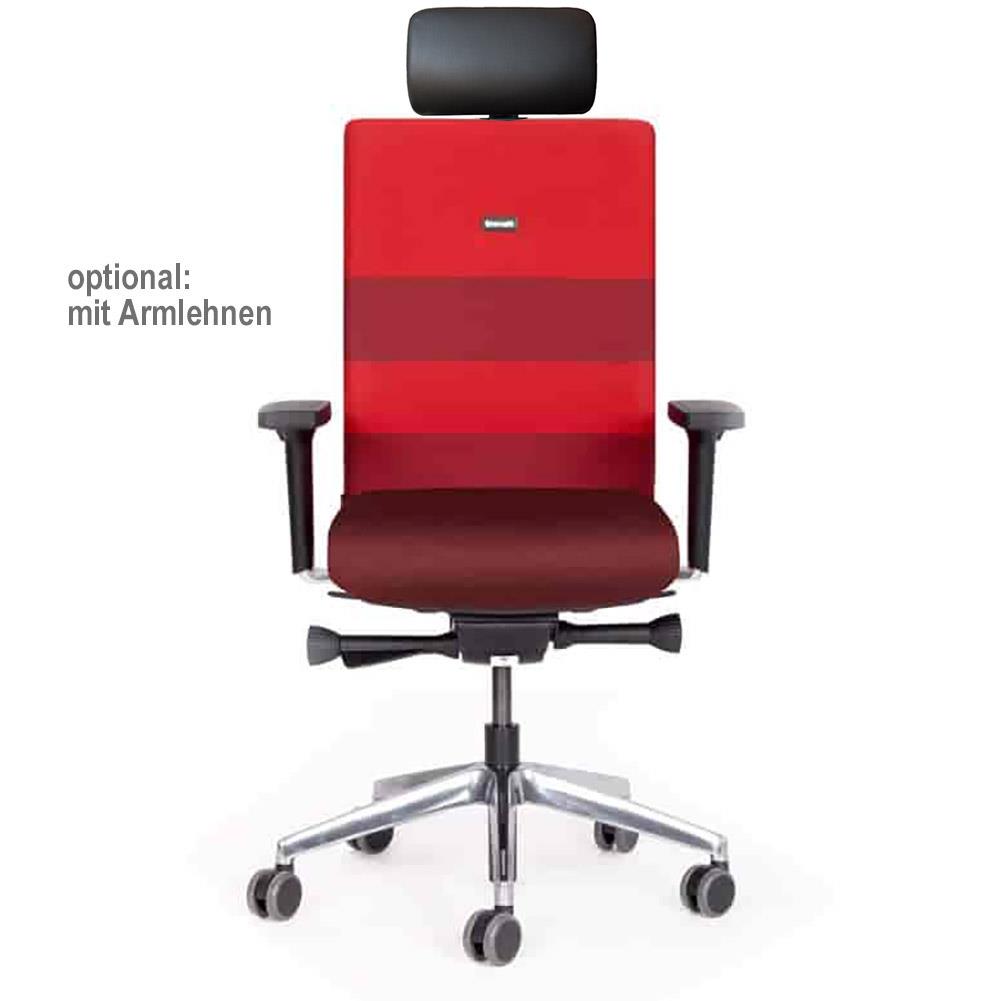 Bürodrehstuhl "Agilis AG10" mit Kopfstütze, Polster rot gestreift, belastbar bis 120 kg