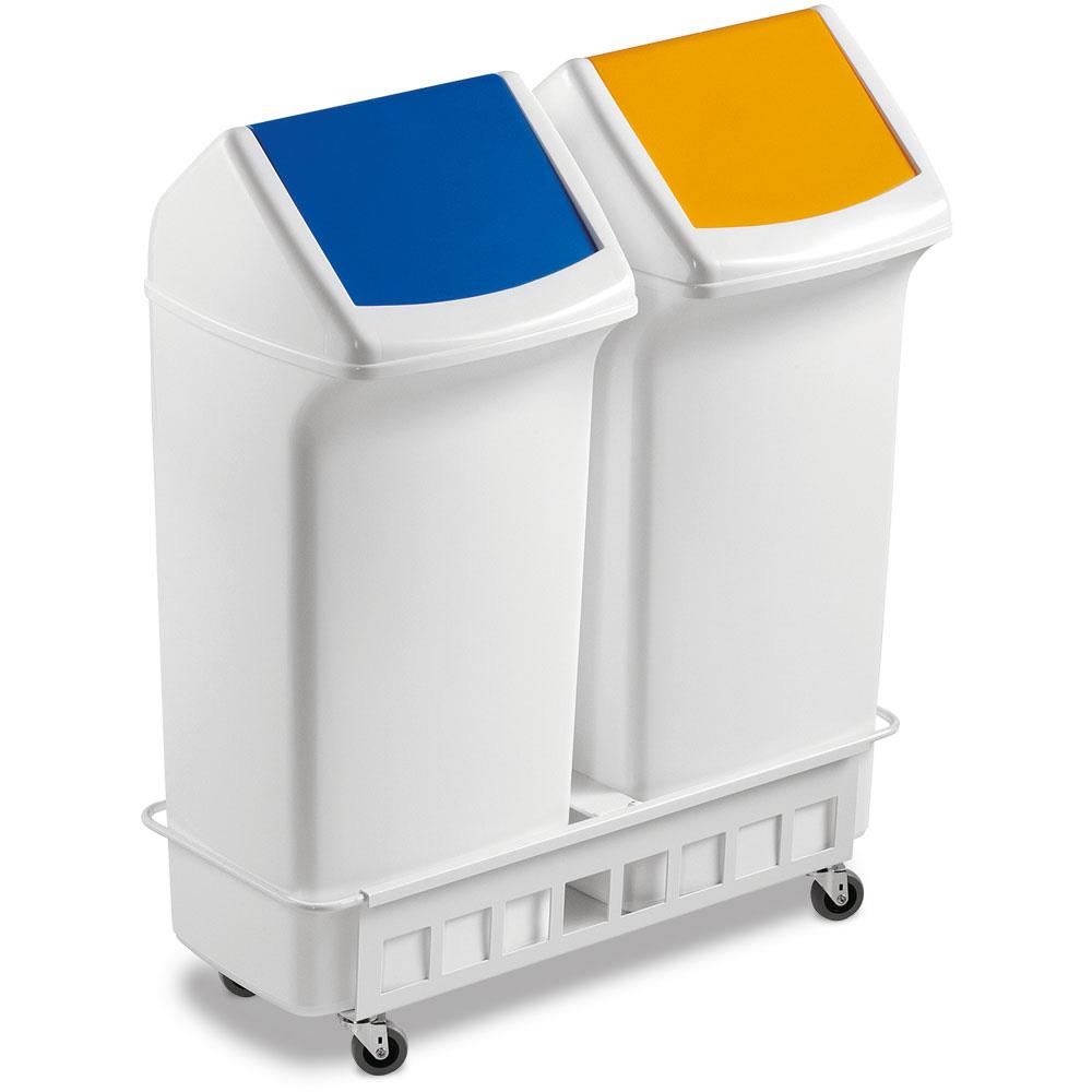 Abfall- und Wertstoffsammler mit Schwingdeckel, BxTxH 366x320x747 mm, 40 Liter, weiß