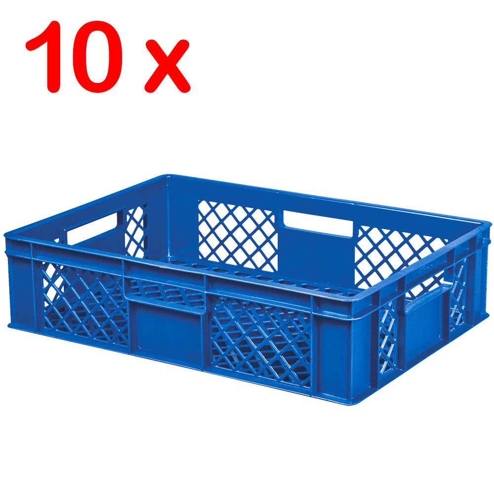 10x Euro-Stapelbehälter 600x400x150 mm, blau +GRATIS 1 Transportroller