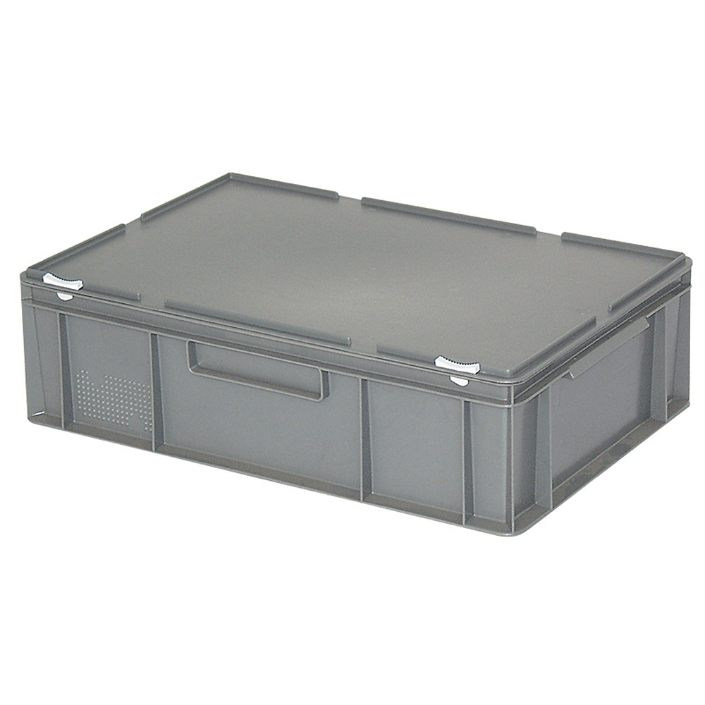 Euro-Aufbewahrungsbox mit Deckel, LxBxH 600x400x180 mm, 33 Liter, grau
