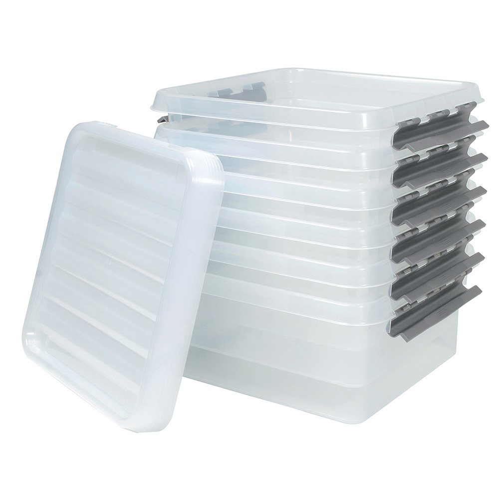 Clipbox mit Deckel, Inhalt 18 Liter, LxBxH 400x400x180 mm, Polypropylen (PP), transparent