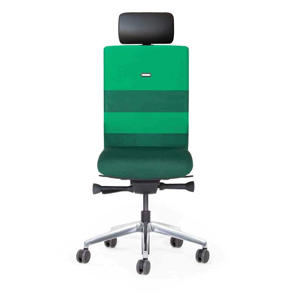 Bürodrehstuhl "Agilis AG10" mit Kopfstütze, Polster grün gestreift, belastbar bis 120 kg