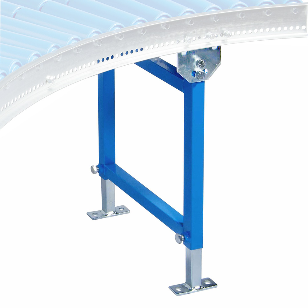 Rollenbahnständer, Bahnbreite 200 mm, Gesamthöhe 275-340 mm, Lackierung in Farbe blau RAL 5015