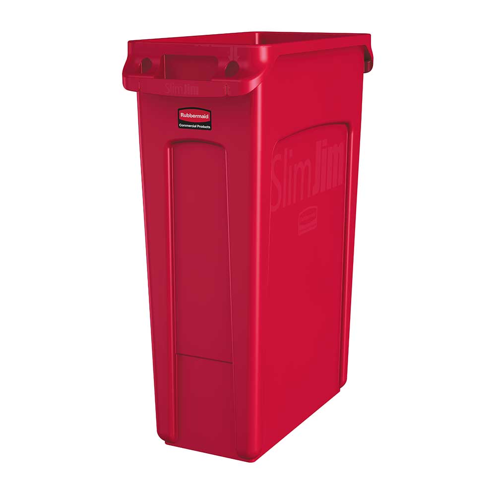 Abfallbehälter "Slim Jim" mit Lüftungskanälen, 87 Liter, rot