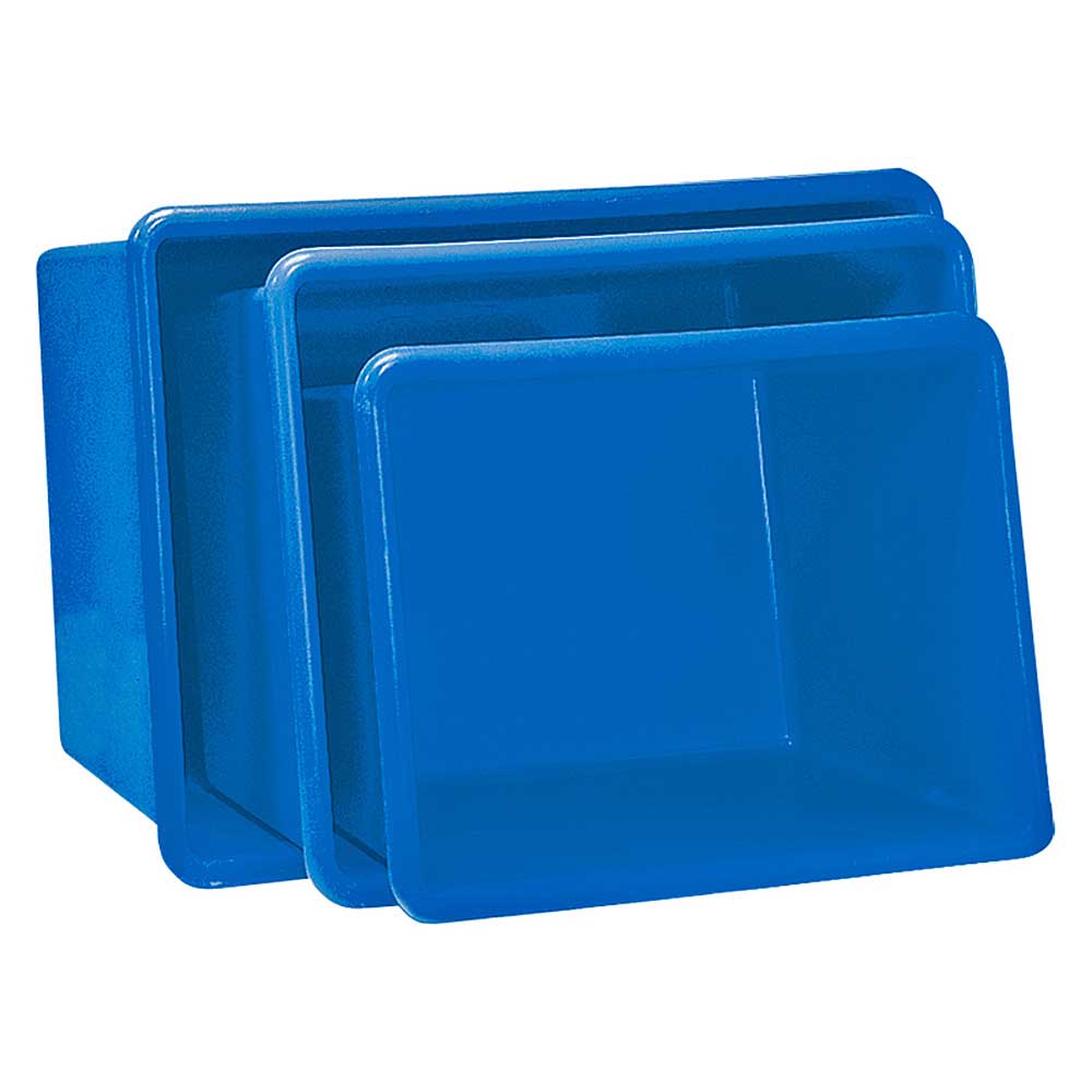 Rechteckbehälter aus GFK, Inhalt 100 Liter, blau, LxBxH 880x580x290 mm, Gewicht 5 kg