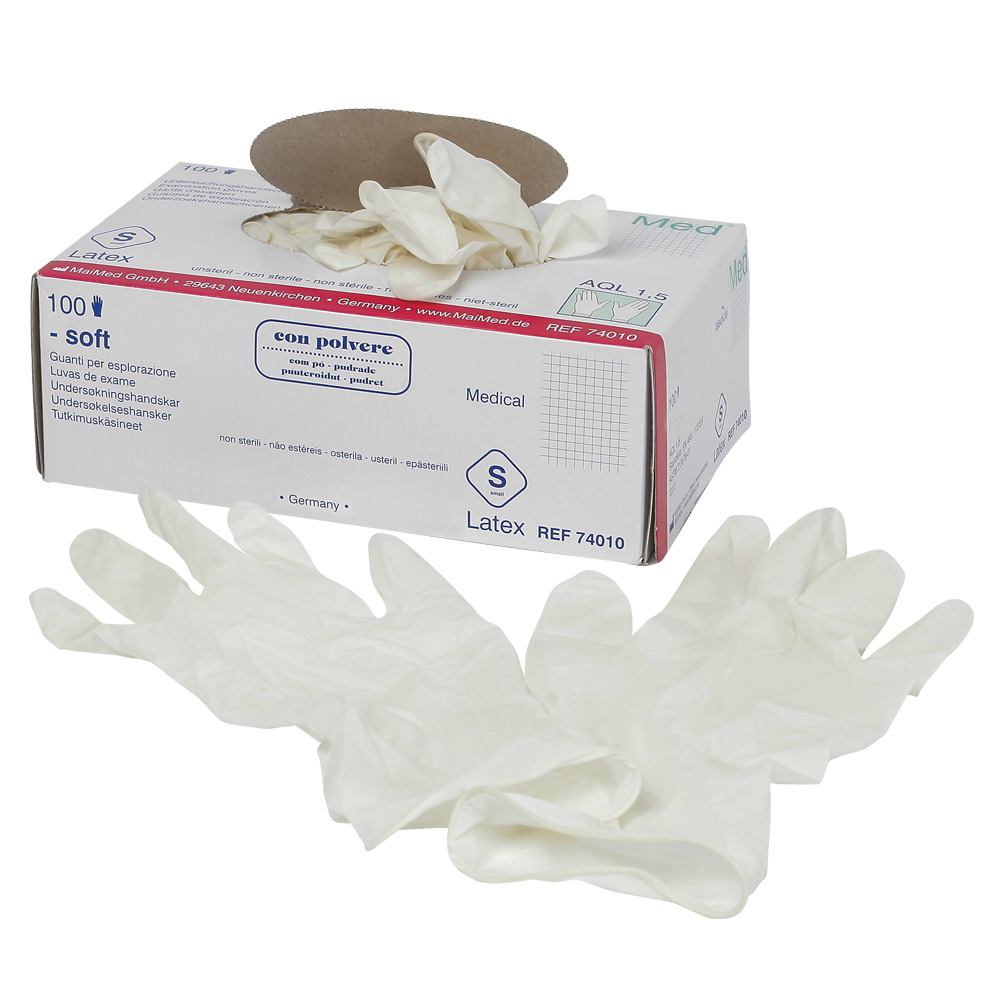 Erste-Hilfe-Handschuhe, Gr. S, VE=100 Stück, Material Latex