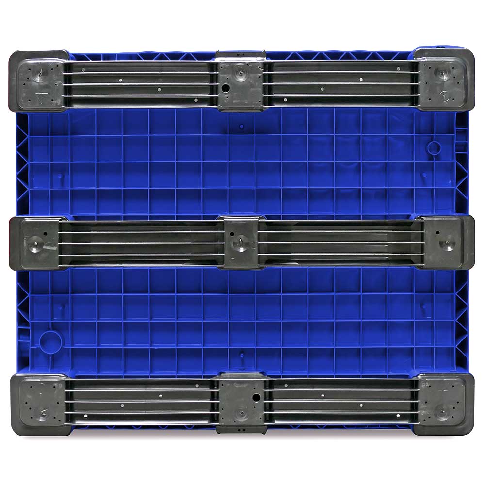 Großbox / Großbehälter mit 3 Kufen, 610 Liter, LxBxH 1200x1000x760 mm, Boden/Wände geschlossen, blau