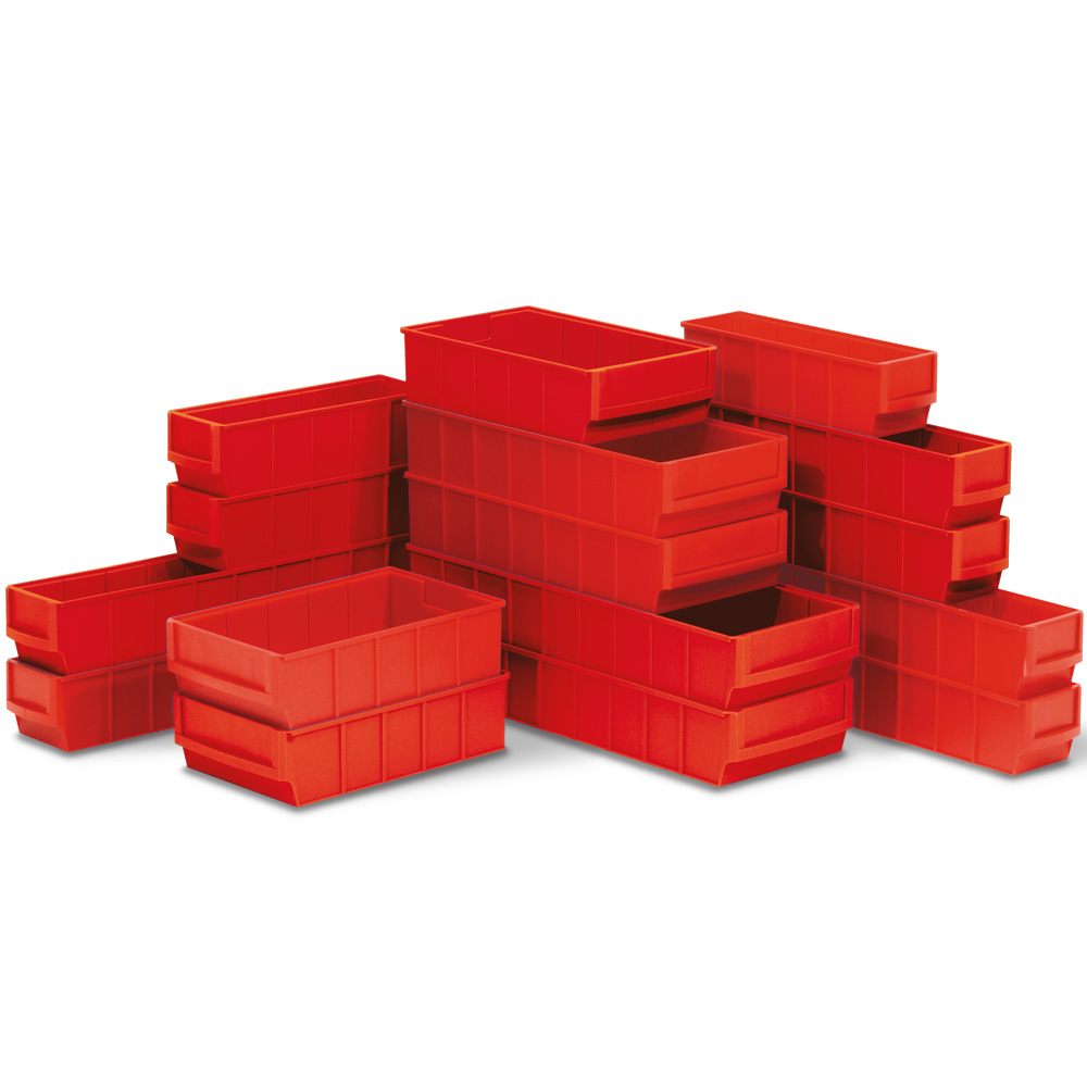 Regalkasten "Profi", rot, LxBxH 400x183x81 mm, Polypropylen-Kunststoff (PP), Gewicht 330 g