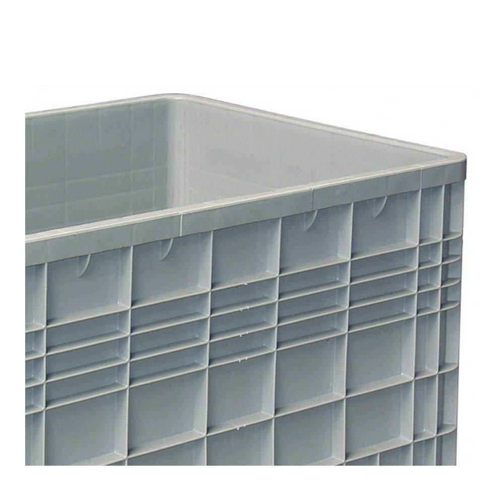 2x Palettenbox mit Außenrippen und 4 Füßen, Zuschnitt an einer Längsseite, Außenmaße LxBxH 1170x800x800 mm, grau