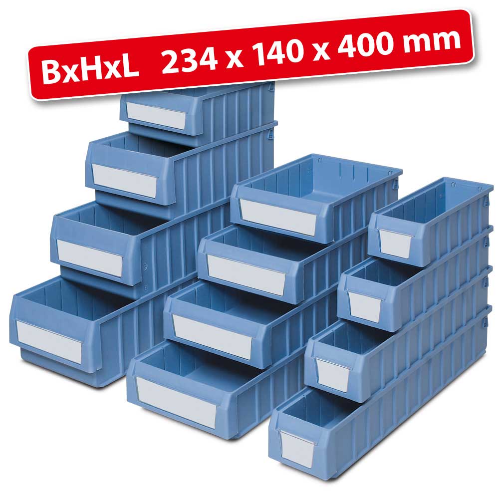 Regalkasten FUTURA, LxBxH 400x234x140 mm, Polypropylen-Kunststoff (PP), taubenblau, Gewicht 700 g