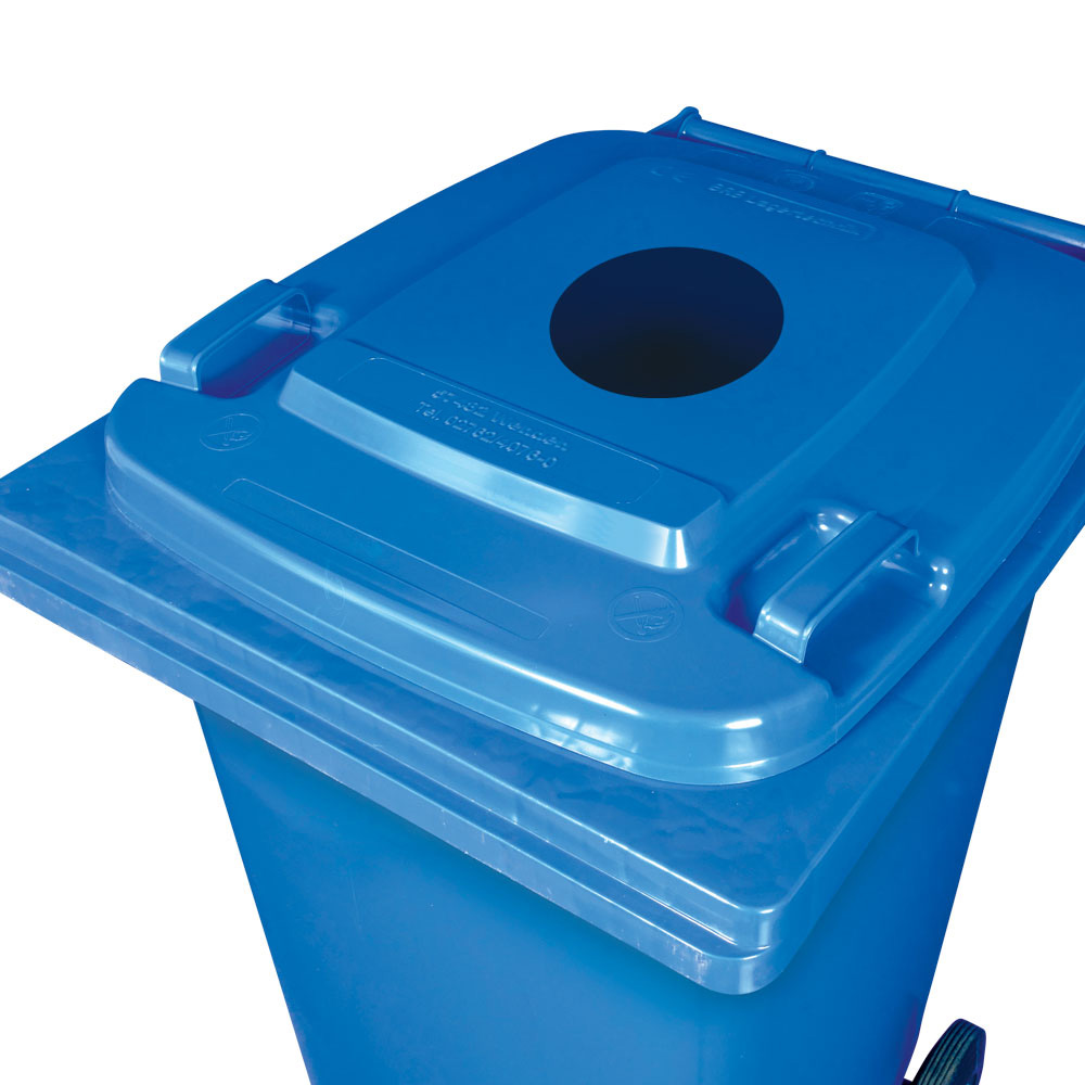 Müllbehälter mit Einwurfloch, BxTxH 580x730x1070 mm, 240 Liter, Farbe blau