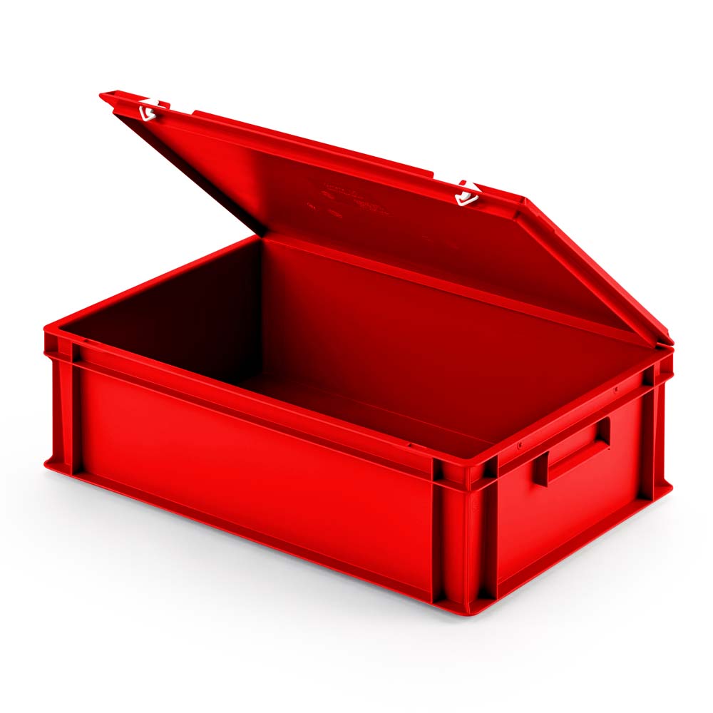 Euro-Deckelbehälter aus PP, LxBxH 600x400x185 mm, rot