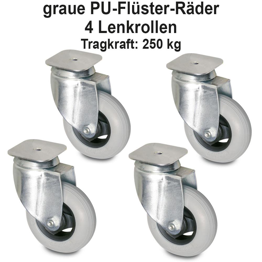 Transportroller / Flüster-Roller für Euro-Stapelbehälter 600x400 mm, rot, offenes Deck, Tragkraft 250 kg