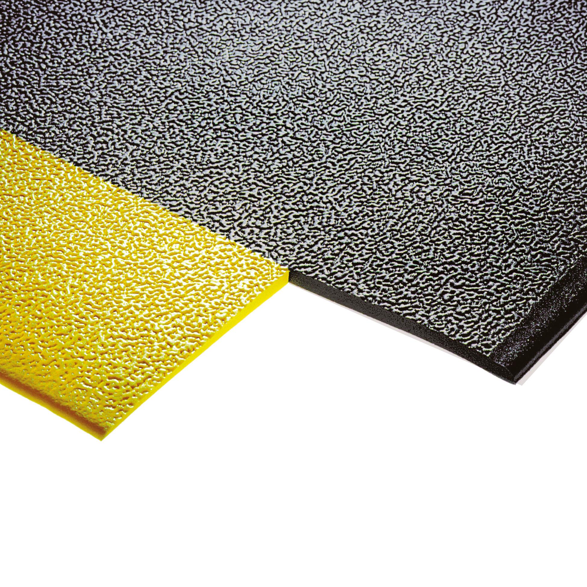 Bodenmatte, mit Strukturoberfläche, schwarz/gelb, LxB 1500x900 mm, Stärke 9 mm, Vinyl-Schaum-Belag