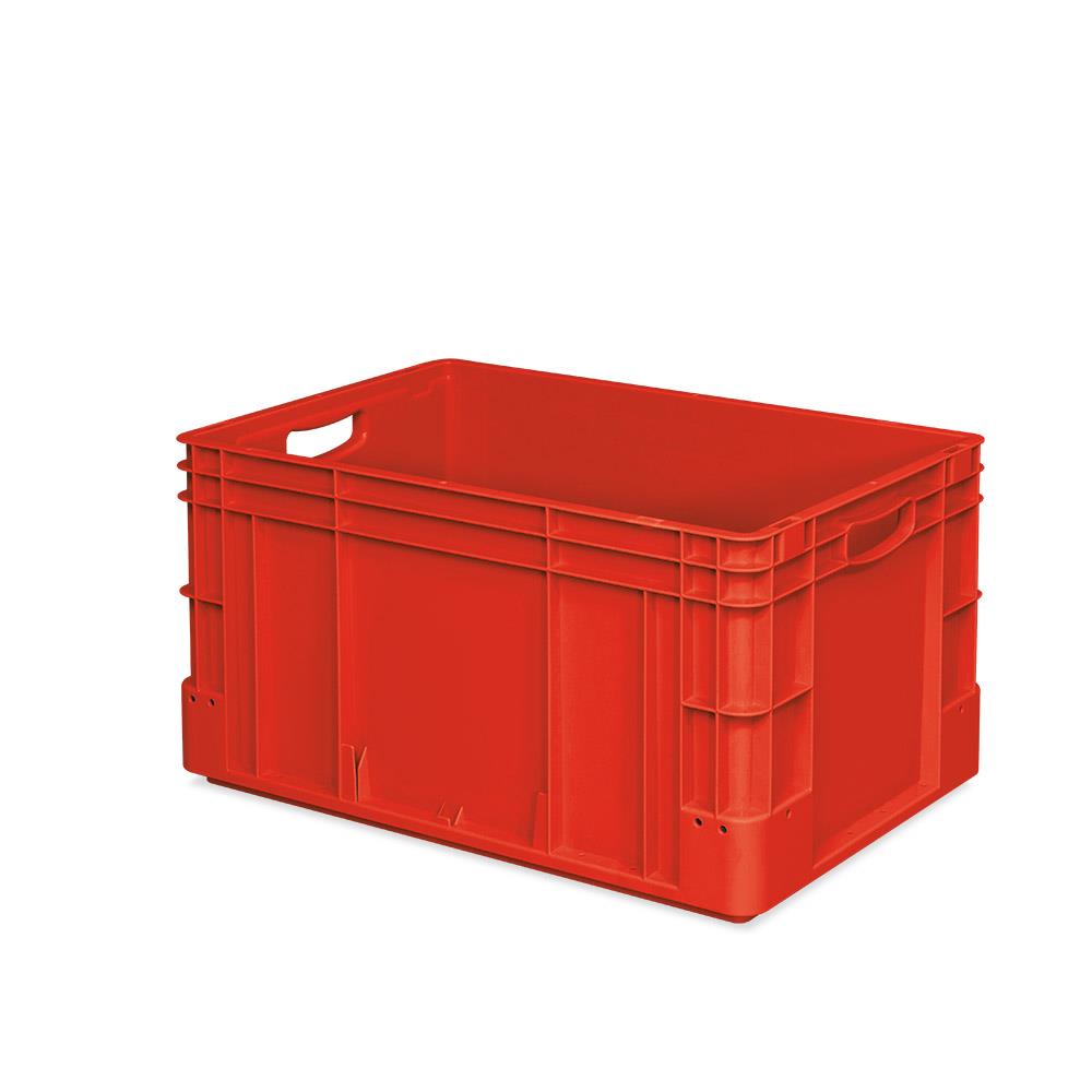 40 Schwerlastbehälter, geschlossen, LxBxH 600x400x320 mm, 64 Liter, 2 Durchfassgriffe, rot