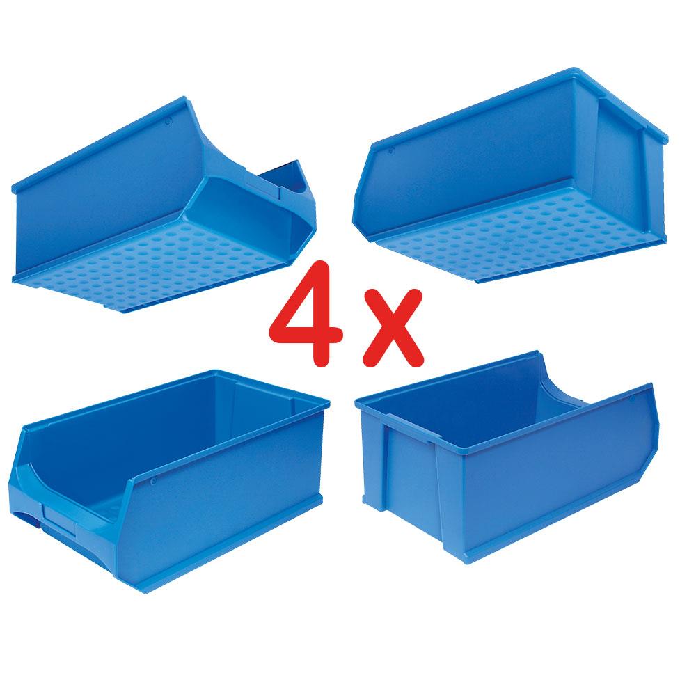 4x Sichtbox PROFI LB 2, blau, Inhalt 21,8 Liter, LxBxH 500x300x200 mm, innen 425x270x190 mm
