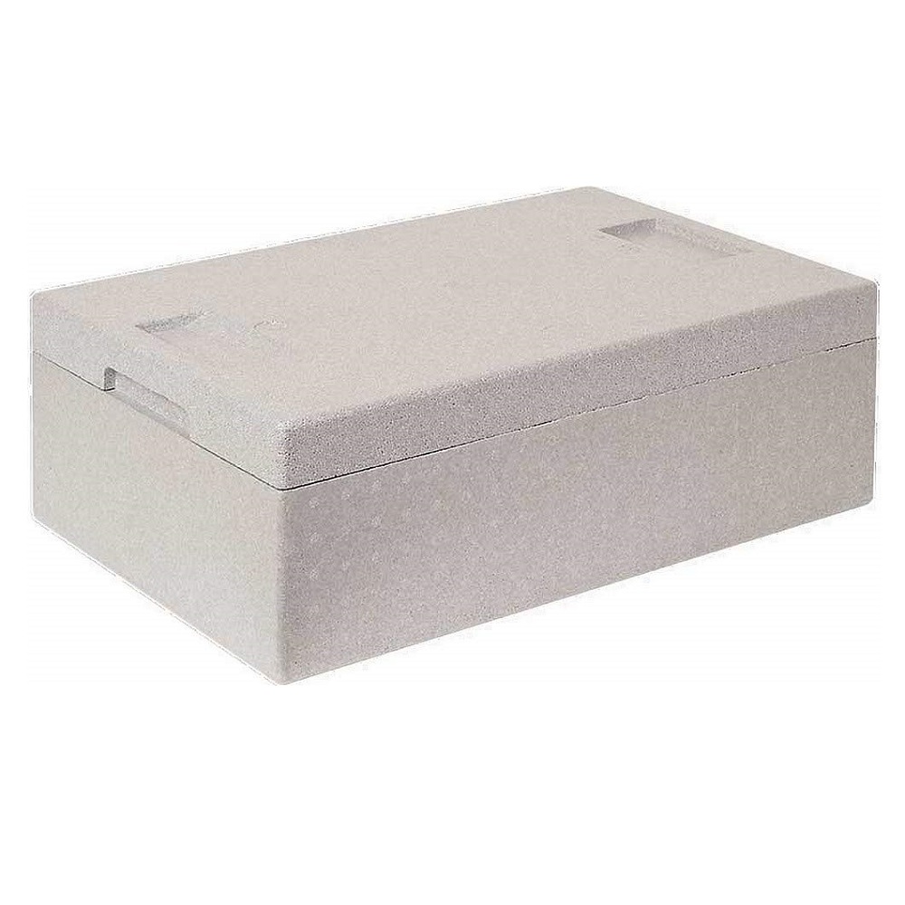 3x EPS-Thermobox im Stapelkorb mit Deckel, LxBxH 600x400x240 mm, brauner Korb, grauer Deckel 