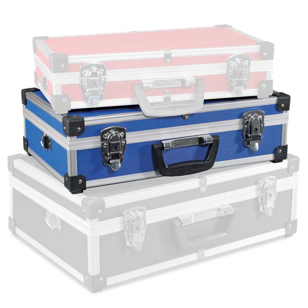 Alu-Rahmenkoffer Größe L, blau LxBxH 430 x 290 x 120 mm, abschließbar, stabil und temperaturbeständig