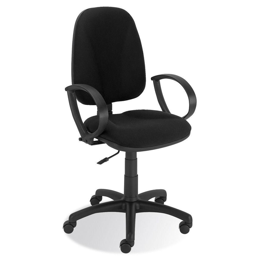 Bürodrehstuhl "Economy" mit Armlehnen, Polsterfarbe schwarz, 500 mm hohe Rückenlehne