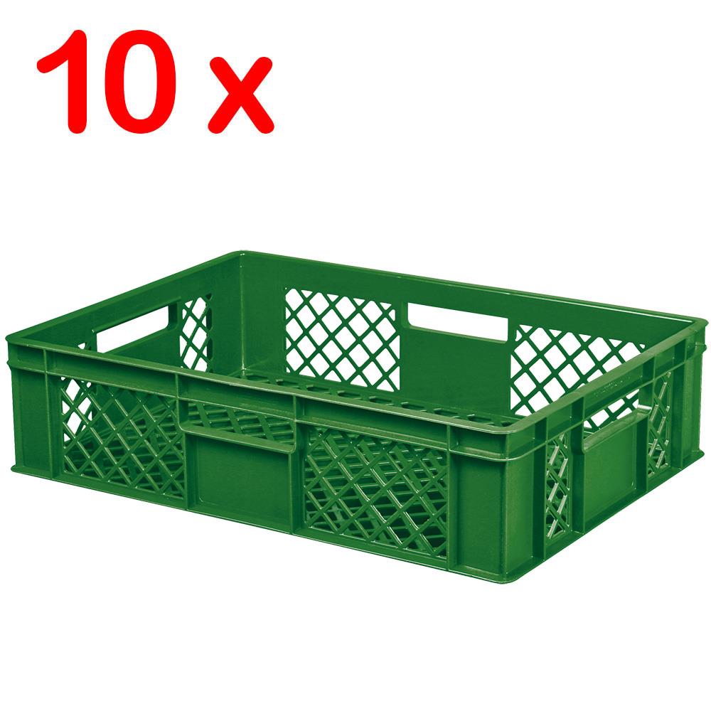 10x Euro-Stapelbehälter 600x400x150 mm, grün +GRATIS 1 Transportroller