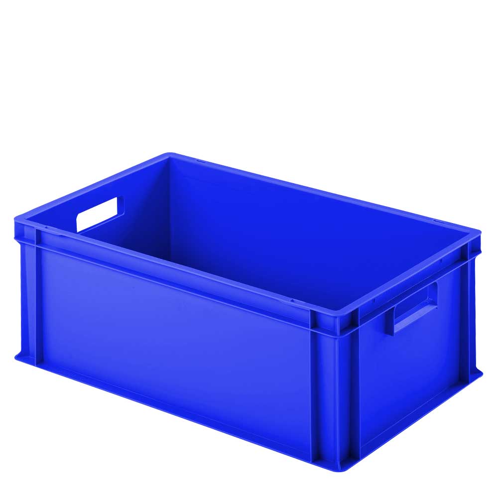 Euro-Stapelbehälter mit 2 Durchfassgriffen, LxBxH 600x400x220 mm, blau
