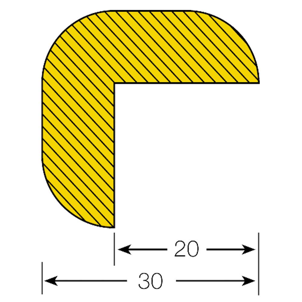 Kantenschutz Winkel, selbstklebend, Profil 30x30 mm, Länge 1000 mm, Farbe gelb/schwarz
