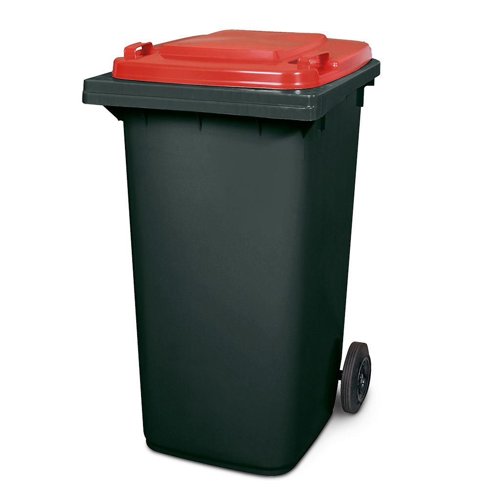 240 Liter MGB, Müllbehälter in grau mit rotem Deckel 