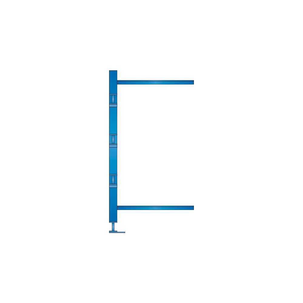 Kragarmregal / Anbauregal, blau kunststoffbeschichtet, BxTxH 1000x1340x2000 mm, doppelseitig, 1 Regalfeld, (2x4) 8 Ebenen, Tragkraft/Fachebene 250 kg