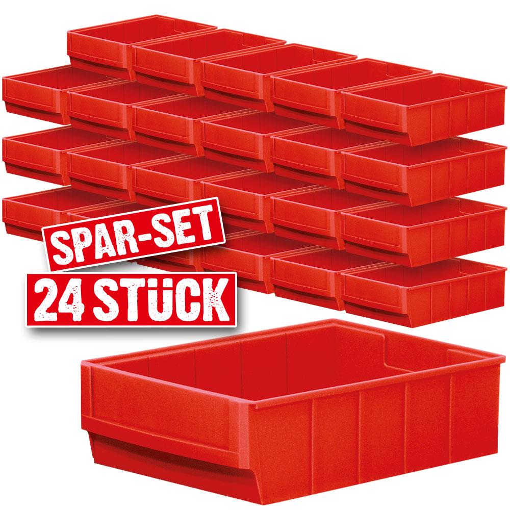 Regalkasten-Set "Profi", 24-teilig, rot, LxBxH 300x183x81 mm, Polypropylen-Kunststoff (PP), Gewicht 275 g