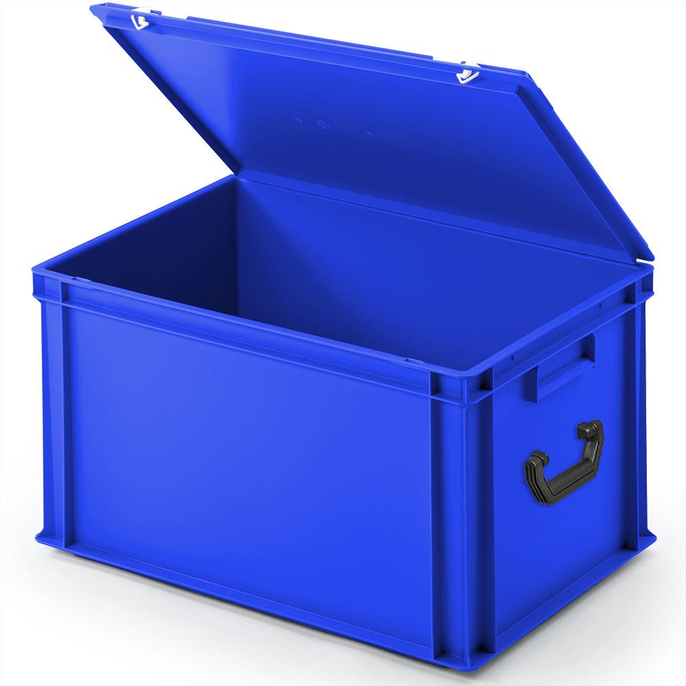 Euro-Koffer aus PP mit 2 Tragegriffen, LxBxH 600x400x330 mm, blau