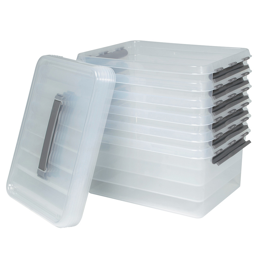 Clipbox mit Deckel, Inhalt 15 Liter, LxBxH 400x300x180 mm, Polypropylen (PP), transparent