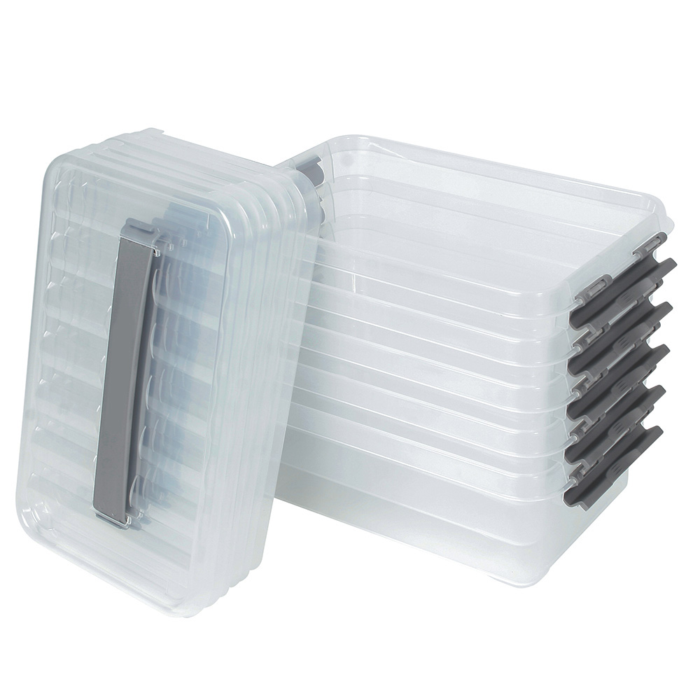 Clipbox mit Deckel, Inhalt 4 Liter, LxBxH 300x200x100 mm, Polypropylen (PP), transparent