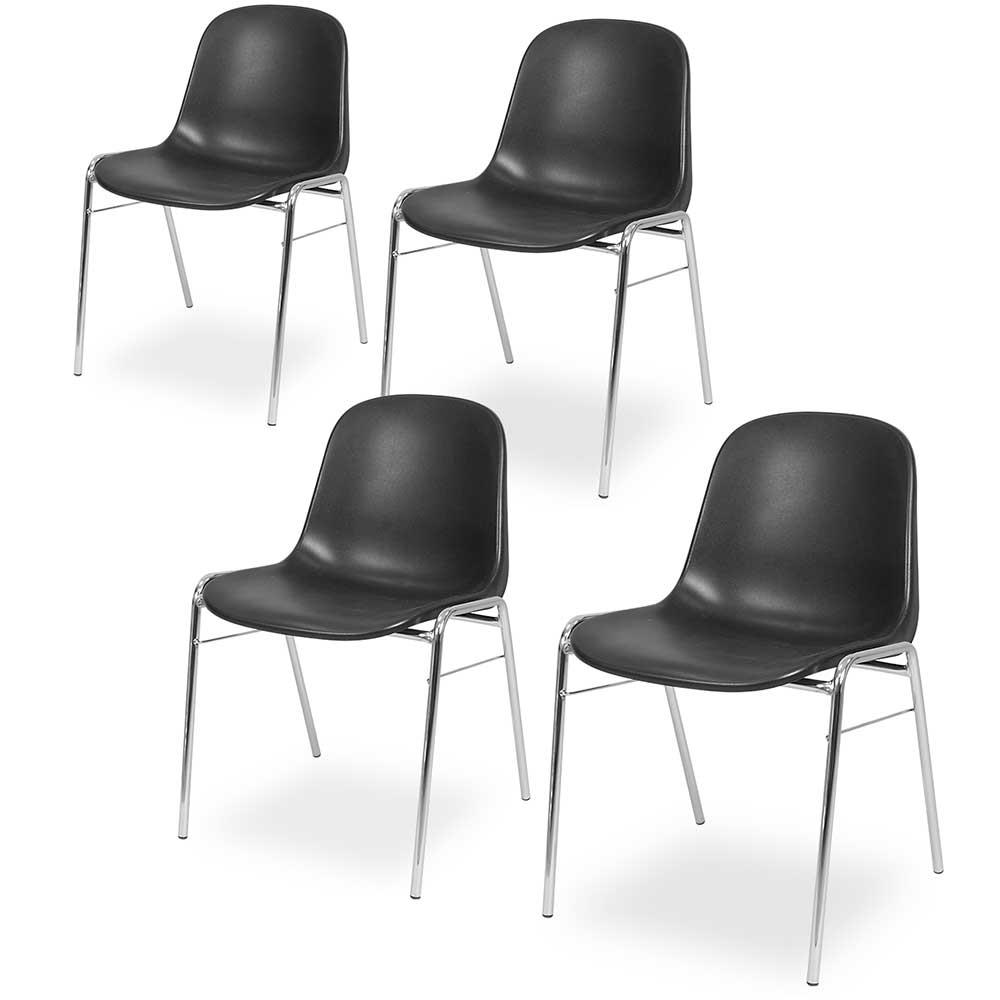 4er-Set Formschalenstühle mit verchromtem Gestell, stapelbar, BxTxH 495x520x770 mm