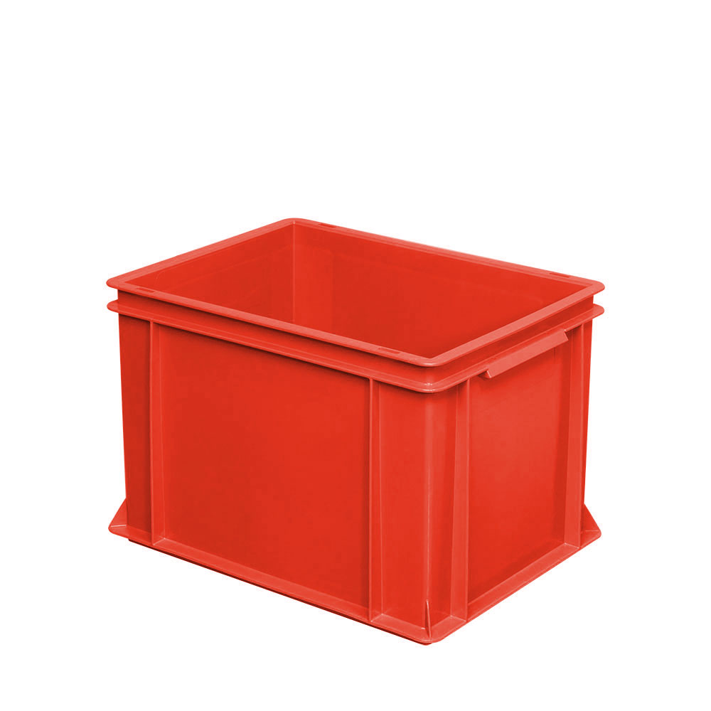 Eurobehälter mit 2 Griffleisten, LxBxH 400x300x270 mm, 26 Liter, rot