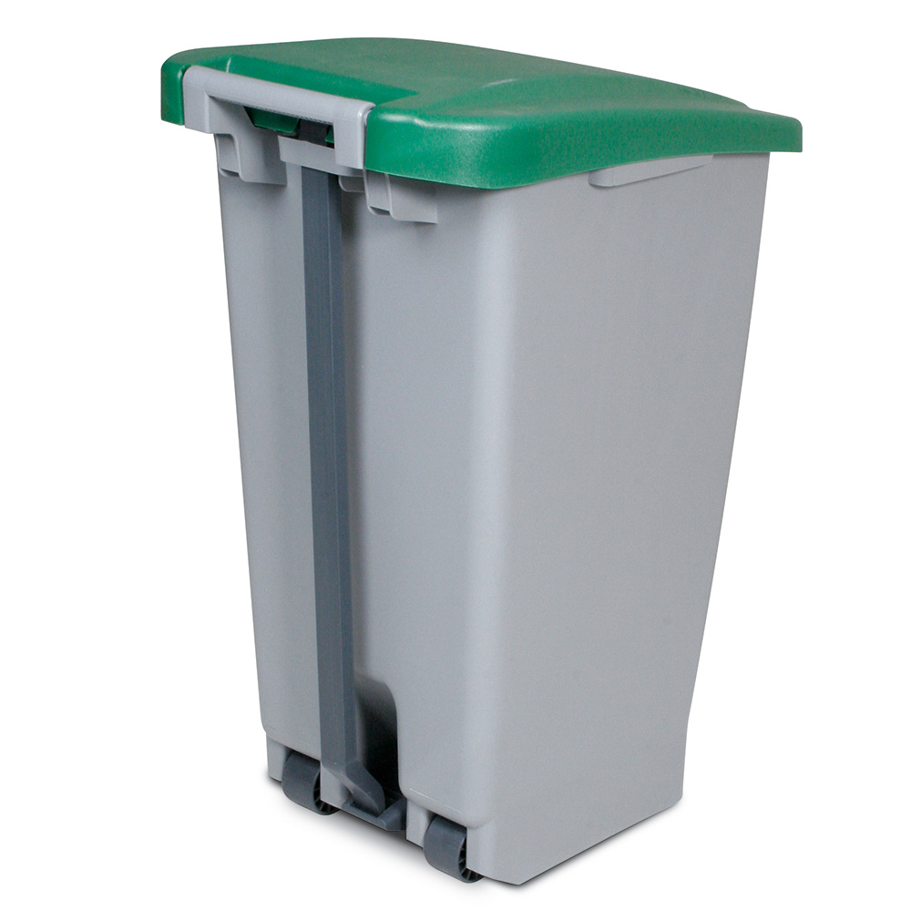 Tret-Abfallbehälter mit Rollen, PP, BxTxH 380x490x700 mm, 60 Liter, grau/grün