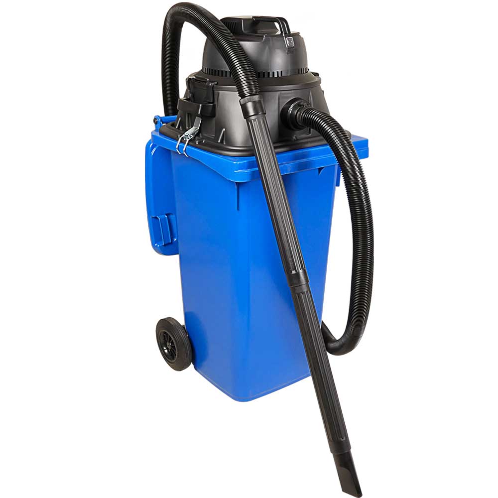 Nass-/Trockensauger 1100 Watt, mit 120 Liter Behälter (DIN Mülltonne) blau