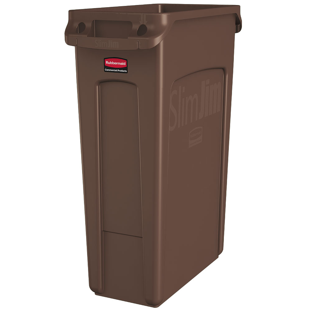 Abfallbehälter "Slim Jim" mit Lüftungskanälen, 87 Liter, braun