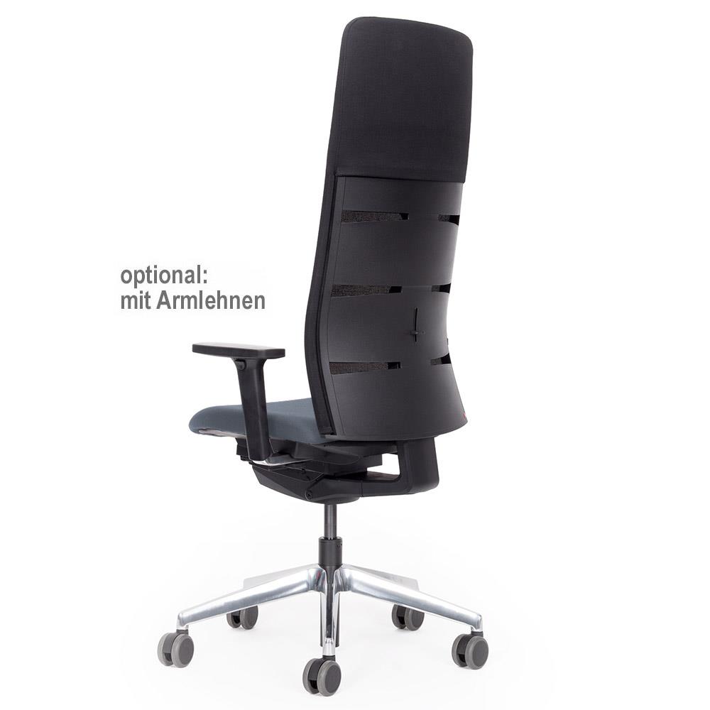 Bürodrehstuhl "Agilis Matrix MT14" mit Nackenkissen, Netzrücken schwarz, Sitzpolster grau, belastbar bis 120 kg