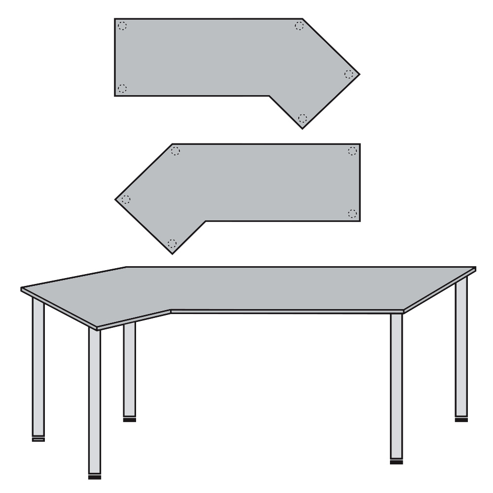 EDV-Tisch mit Quadratrohr-Füßen, Farbe silber, Lichtgrau, BxTxH 2100x800/1300x680-760 mm