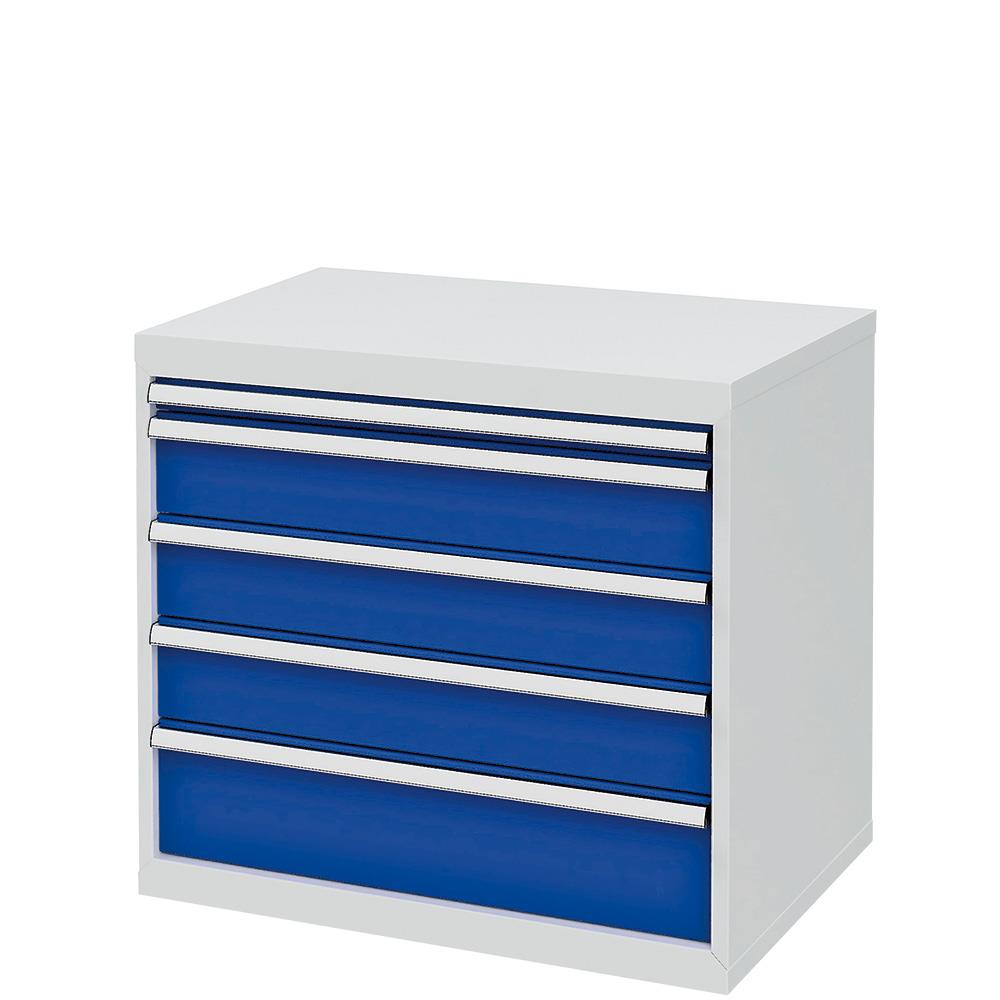 System-Schubladenschrank mit 5 Schubalden, BxTxH 900x575x820 mm, lichtgrau/enzianblau
