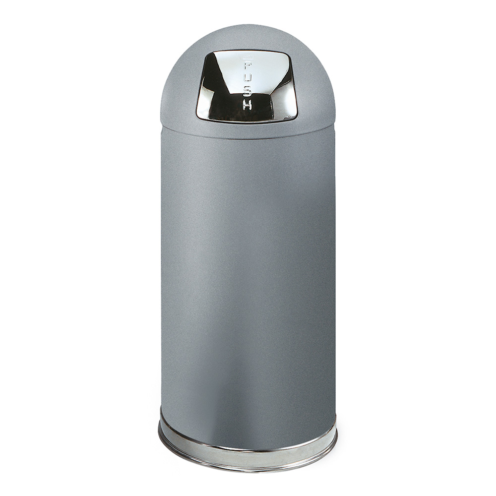 Push-Abfallbehälter, 56 Liter, verzinkter Stahl, Farbe grau