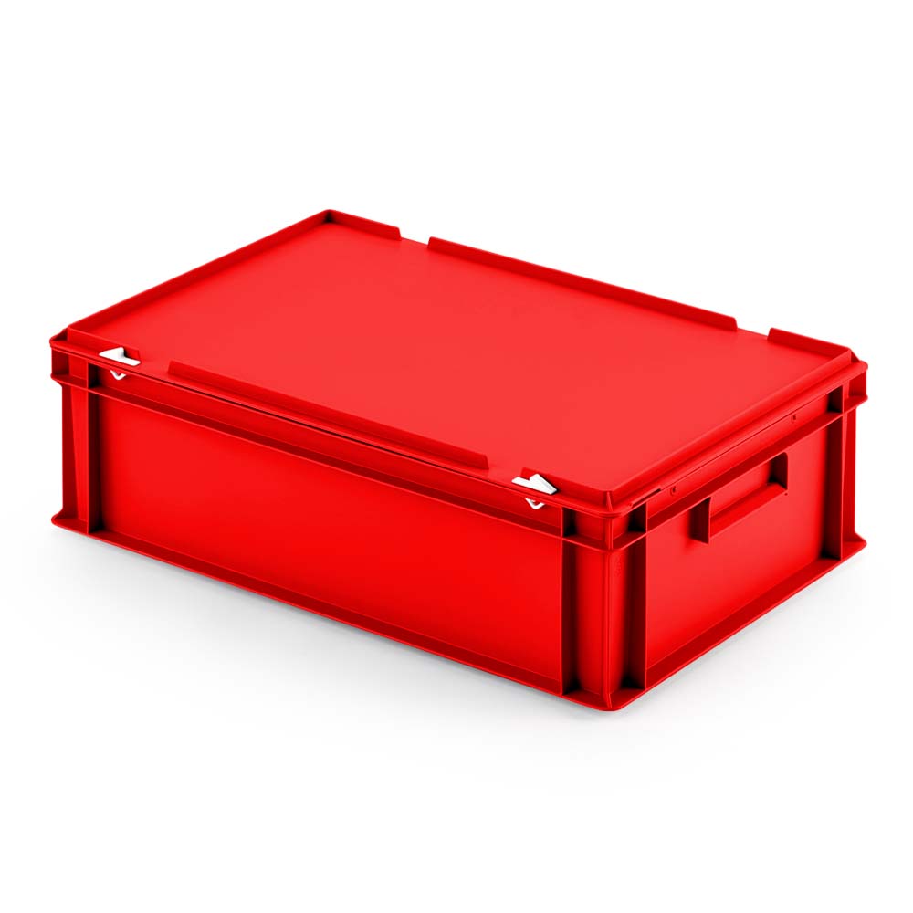 Euro-Deckelbehälter aus PP, LxBxH 600x400x185 mm, rot