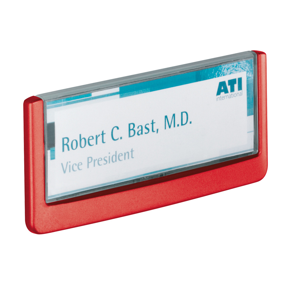 Türschild aus ABS-Kunststoff mit aufklappbarem Sichtfenster, BxH 149x52,5 mm, rot