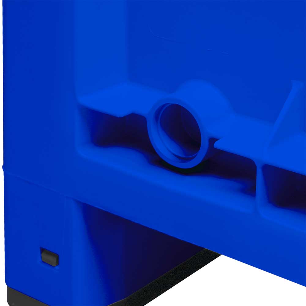Palettenbox mit 4 Füßen, LxBxH 1200x800x850 mm, Tragkraft 500 kg, blau, Boden/Wände geschlossen 
