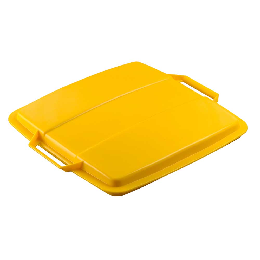 Deckel für Abfall- und Wertstoffbehälter 90 Liter, mit Griffen für leichtes Abnehmen, eckig, gelb