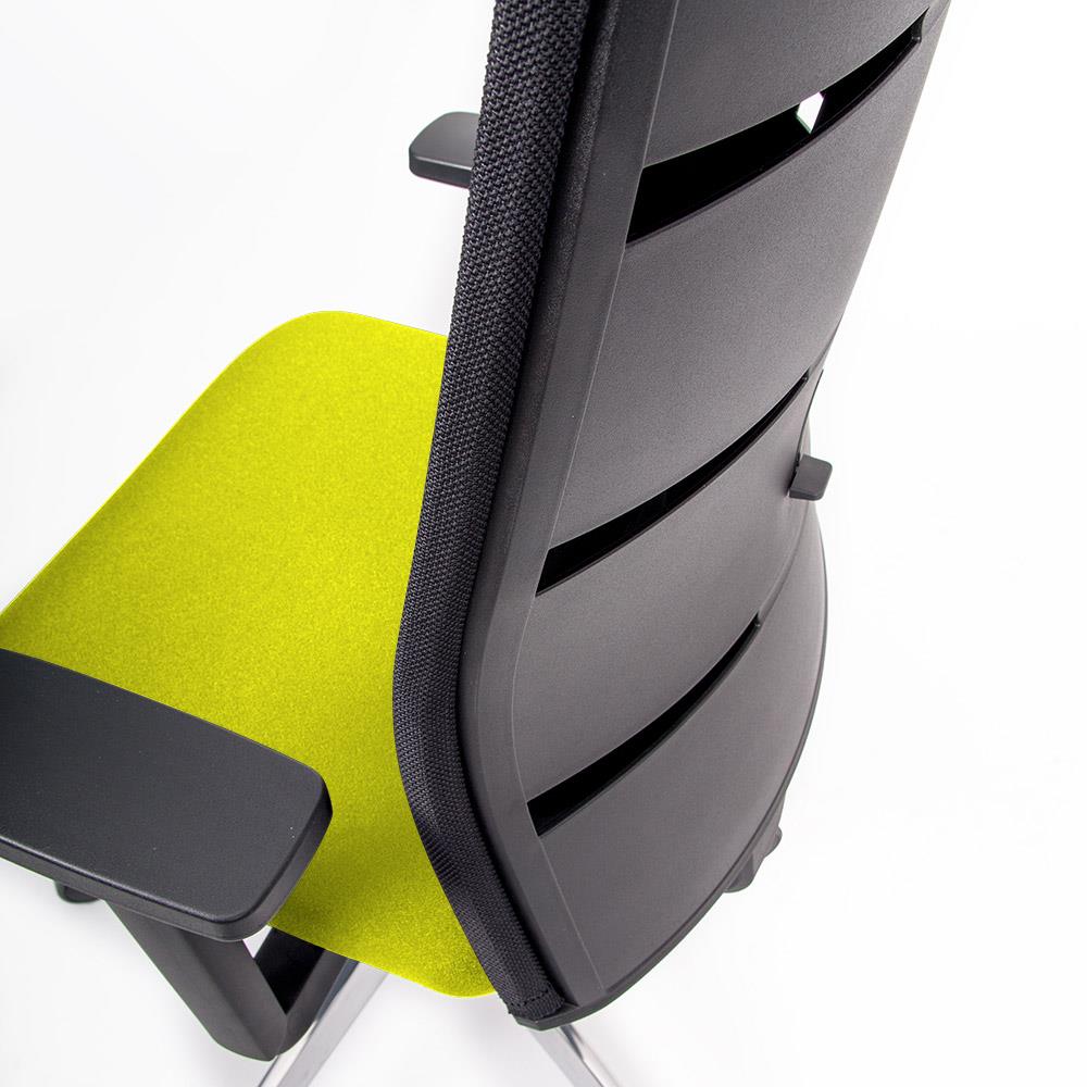 Bürodrehstuhl "Agilis Matrix MT14" mit Nackenkissen, Netzrücken schwarz, Sitzpolster gelbgrün, belastbar bis 120 kg