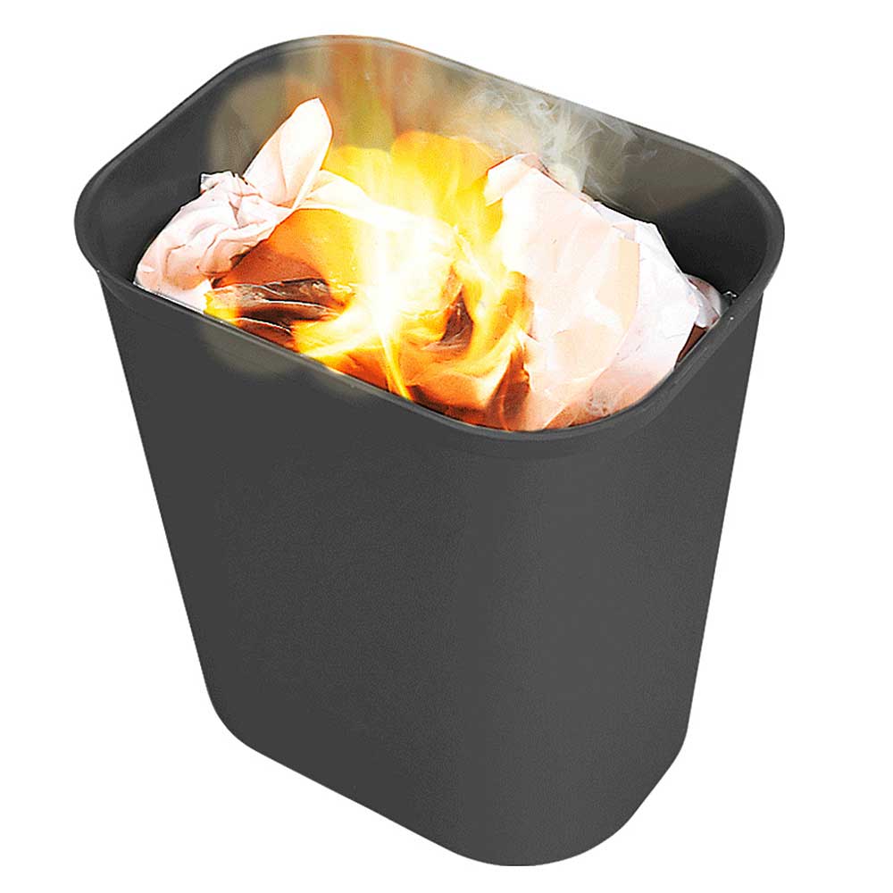 Feuerfester Abfallkorb aus Fiberglas, 26,5 Liter, schwarz, (VE= 6 Stück)