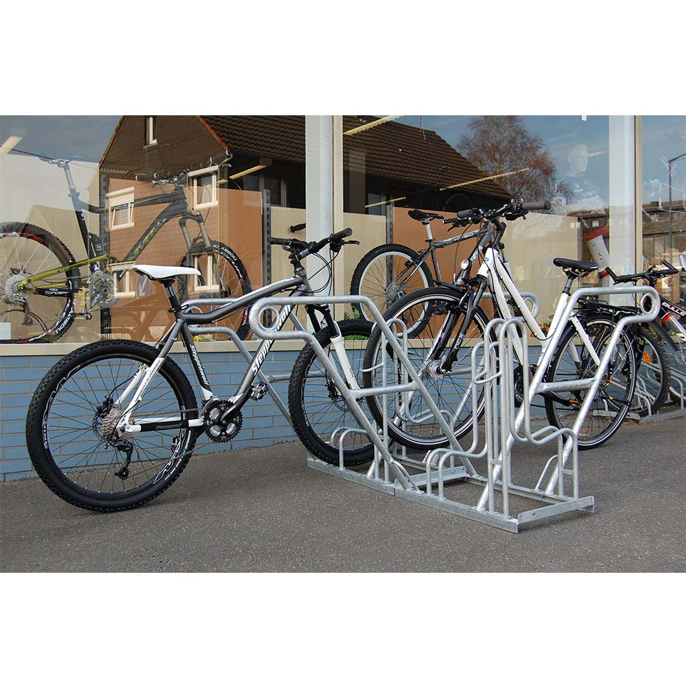 Anlehnparker, L 1080 mm, verzinkt, Einstellplatz für 4 Fahrräder, zweiseitige Nutzung