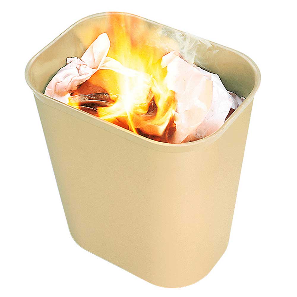 Feuerfester Abfallkorb aus Fiberglas, Inhalt 26,5 Liter, beige, (VE= 6 Stück)