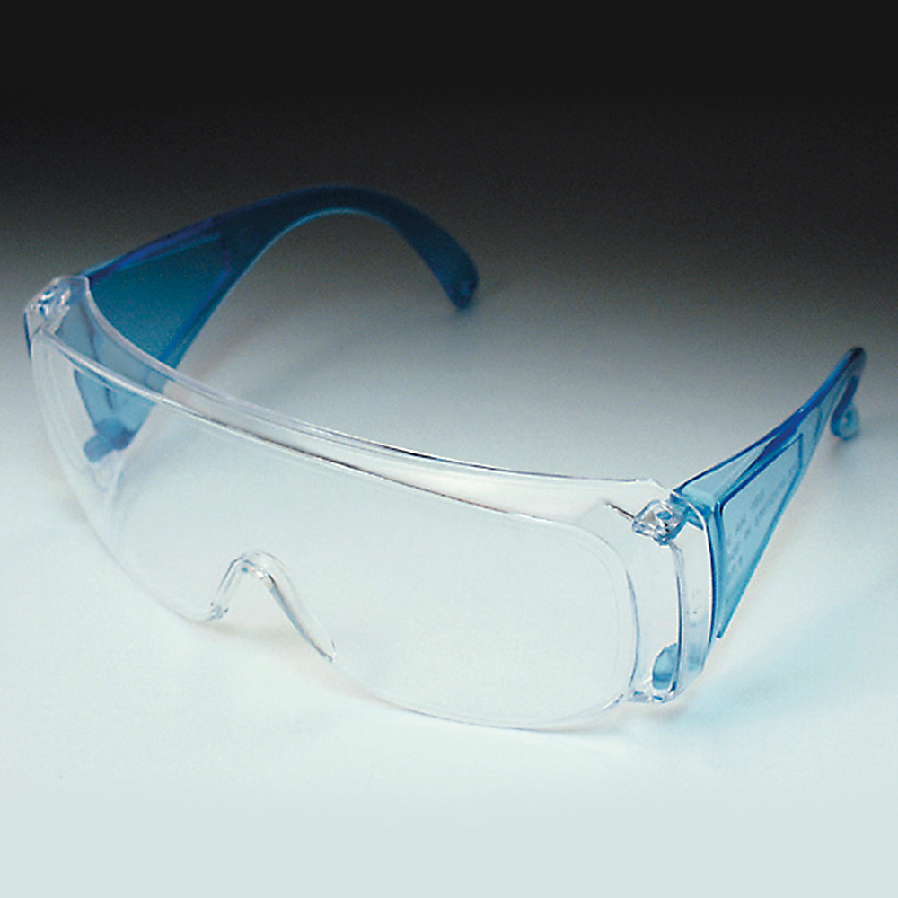 Schutzbrille nach EN 166, Volltransparent, mit farbigen Bügeln
